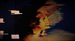 ein verpixeltes, verschobenes Gesicht