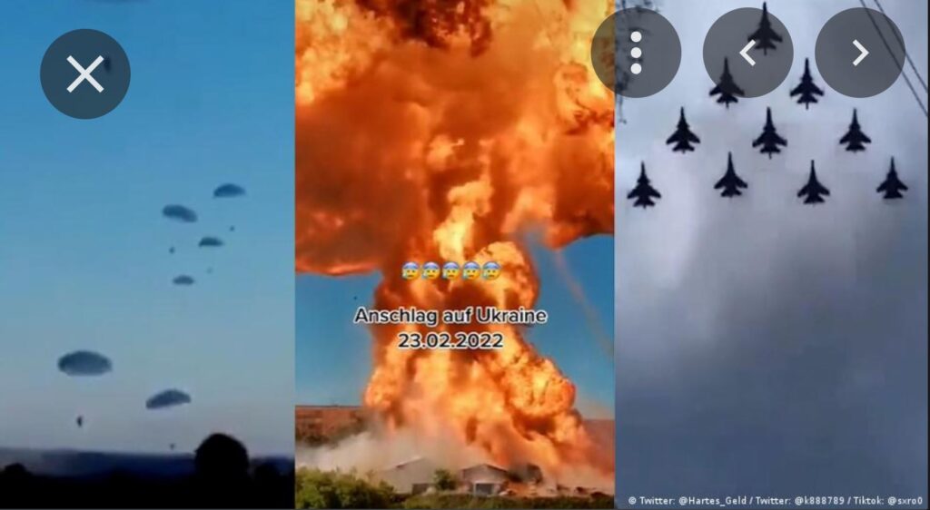 fälschliche Kriegesaufnahmen